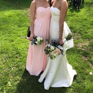 Blush David’s Bridal bridesmaid dress